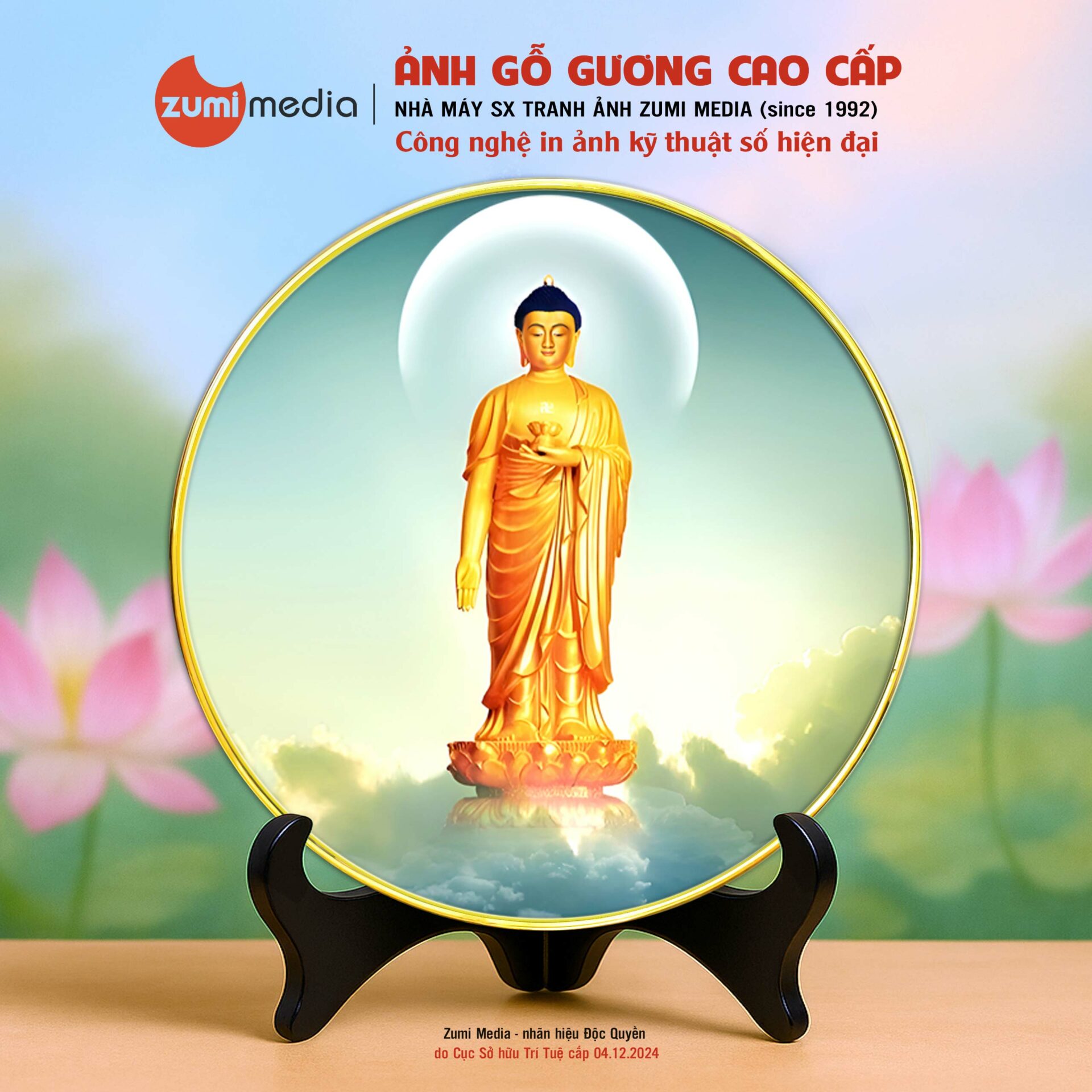 Tranh Phật A Di Đà 5, gỗ gương cao cấp