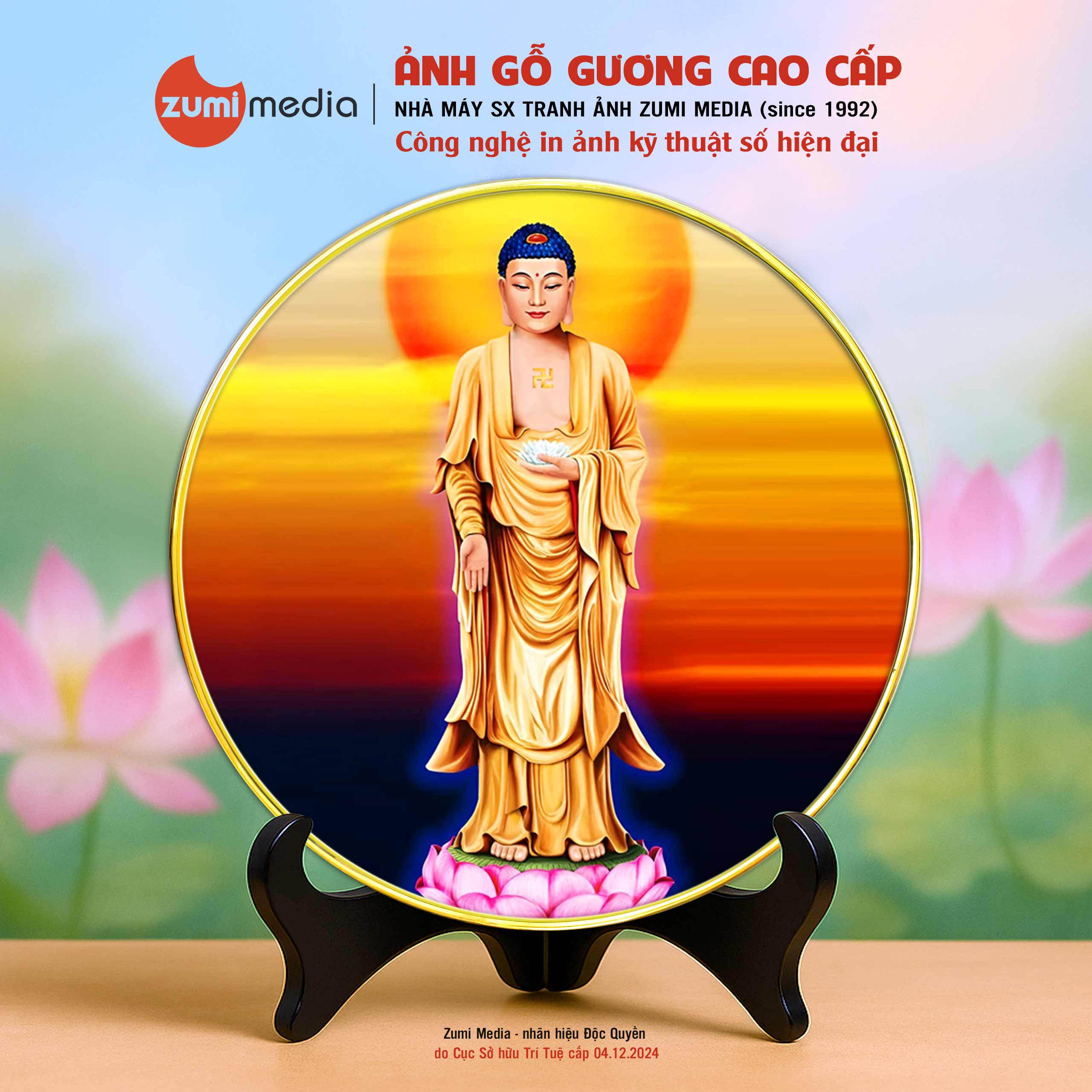 Tranh Phật A Di Đà 28, Khung Tranh gỗ gương cao cấp 3 Tranh Phật A Di Đà 28, Khung Tranh gỗ gương cao cấp - Ảnh 2