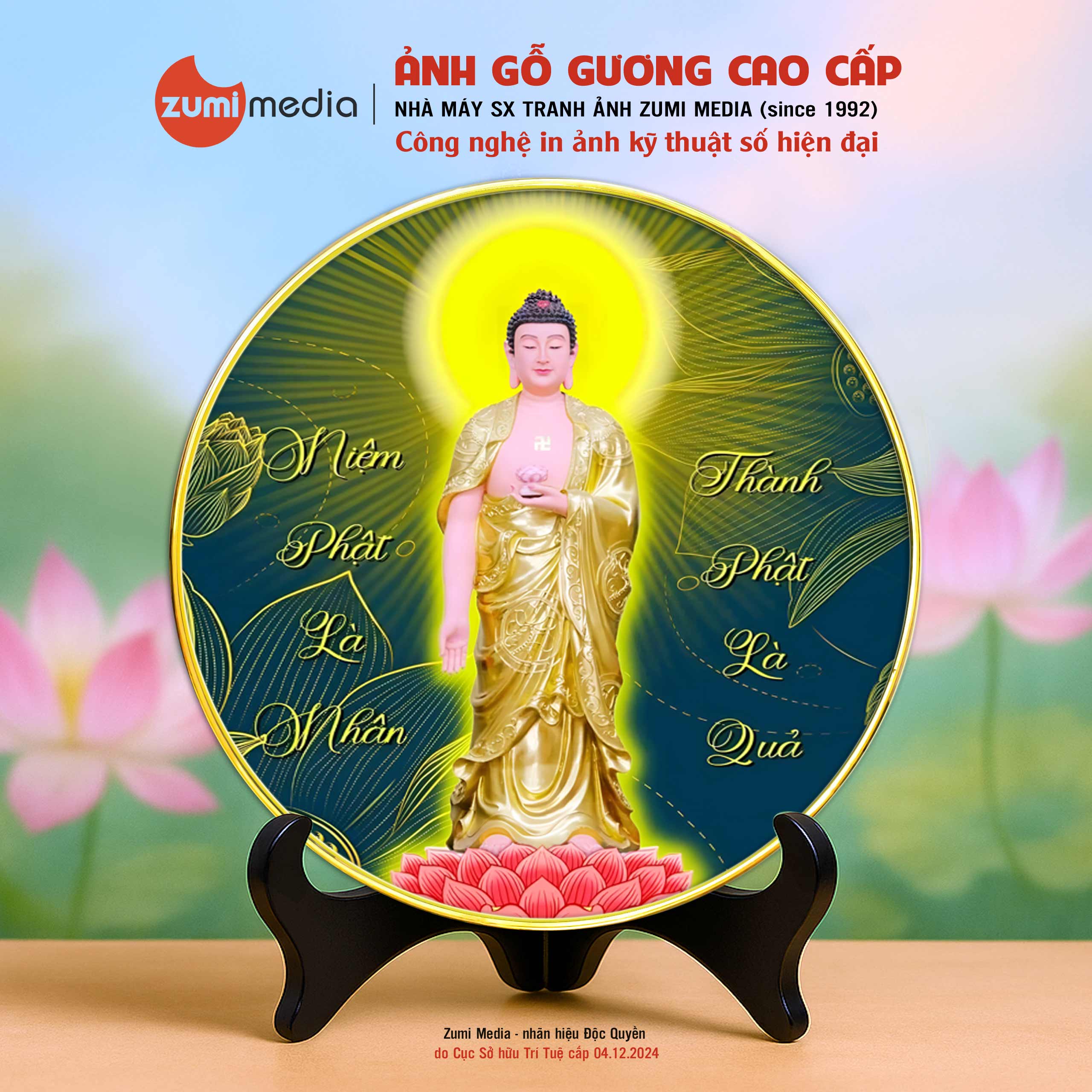 Tranh Phật A Di Đà 27, Khung Tranh gỗ gương cao cấp 3 Tranh Phật A Di Đà 27, Khung Tranh gỗ gương cao cấp - Ảnh 2
