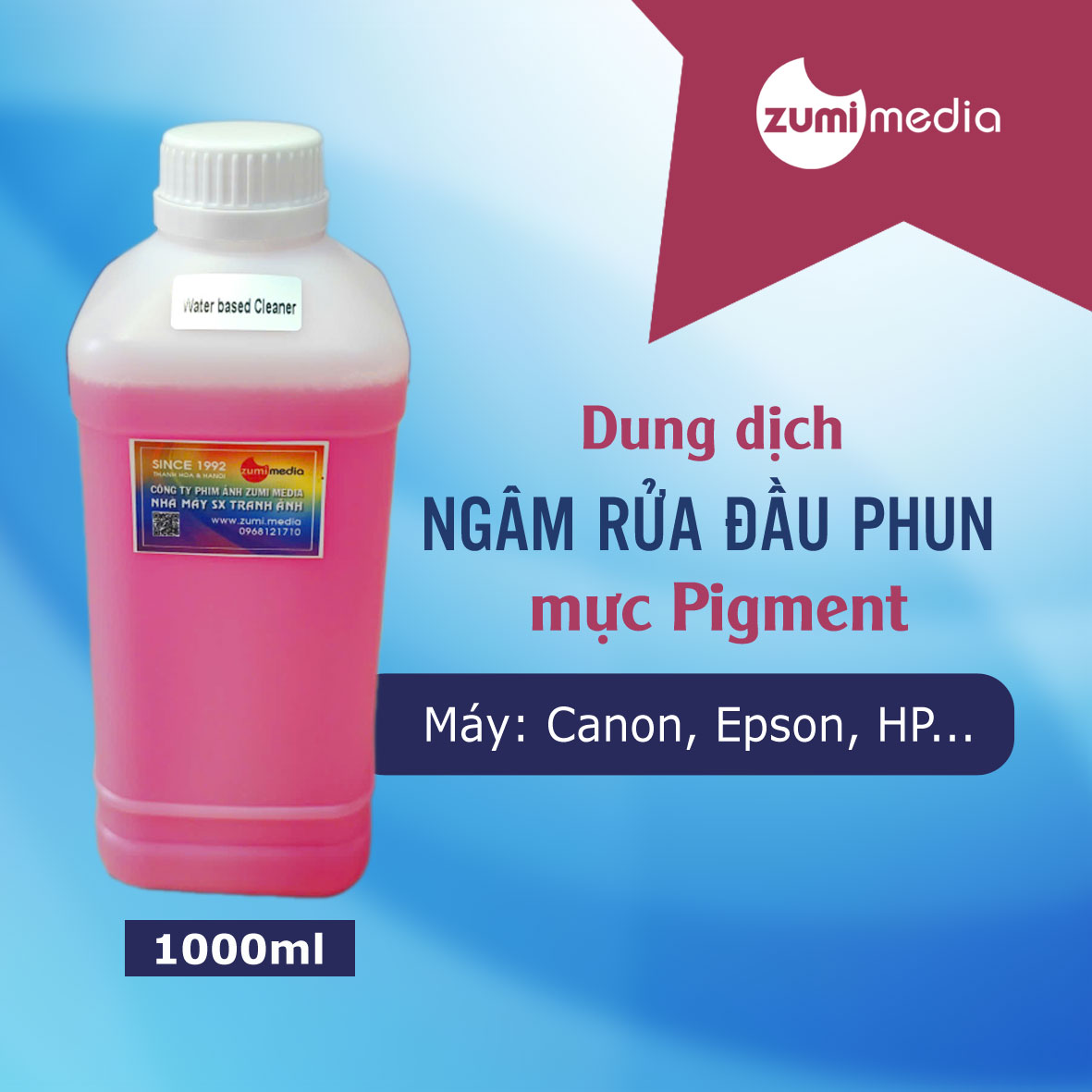 1000ml Dung dịch ngâm rửa đầu phun dùng mực pigment